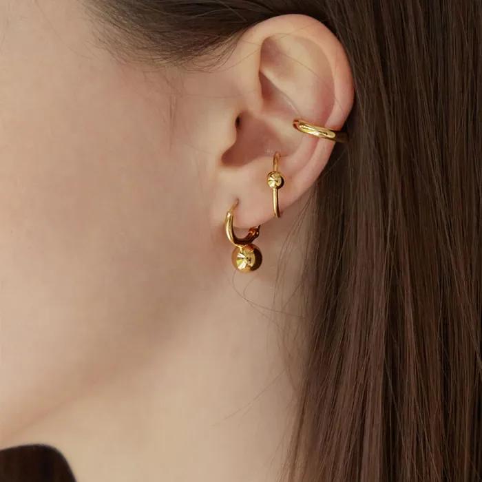 Bold Ball Ring Earring & Ear Cuff Set Worn by Jang Hee-ryung and Jo Yi-hyun (10% Off)