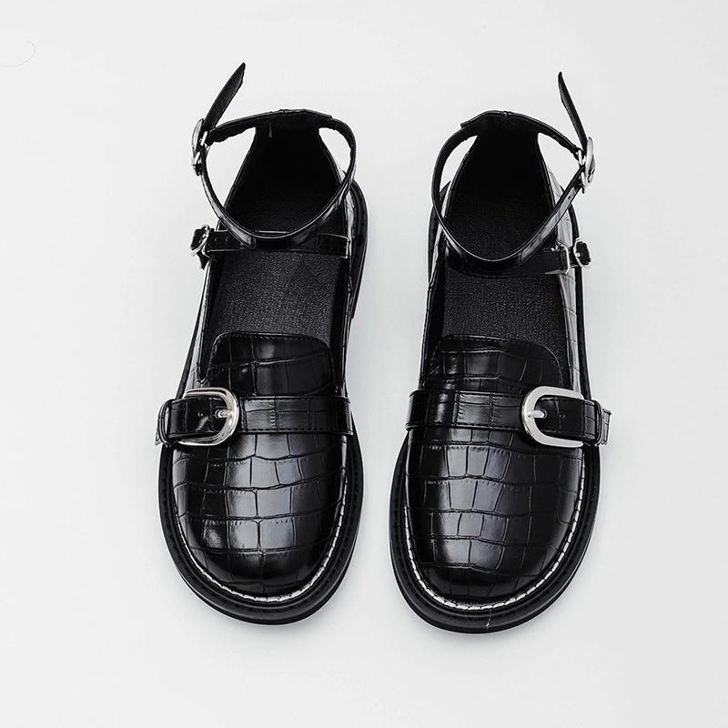 Small Leather Shoes Four Seasons Japanese Retro Lolita One-word Buckle with Low Heel Square Root Lolita Versatile Single Shoes Comfortable