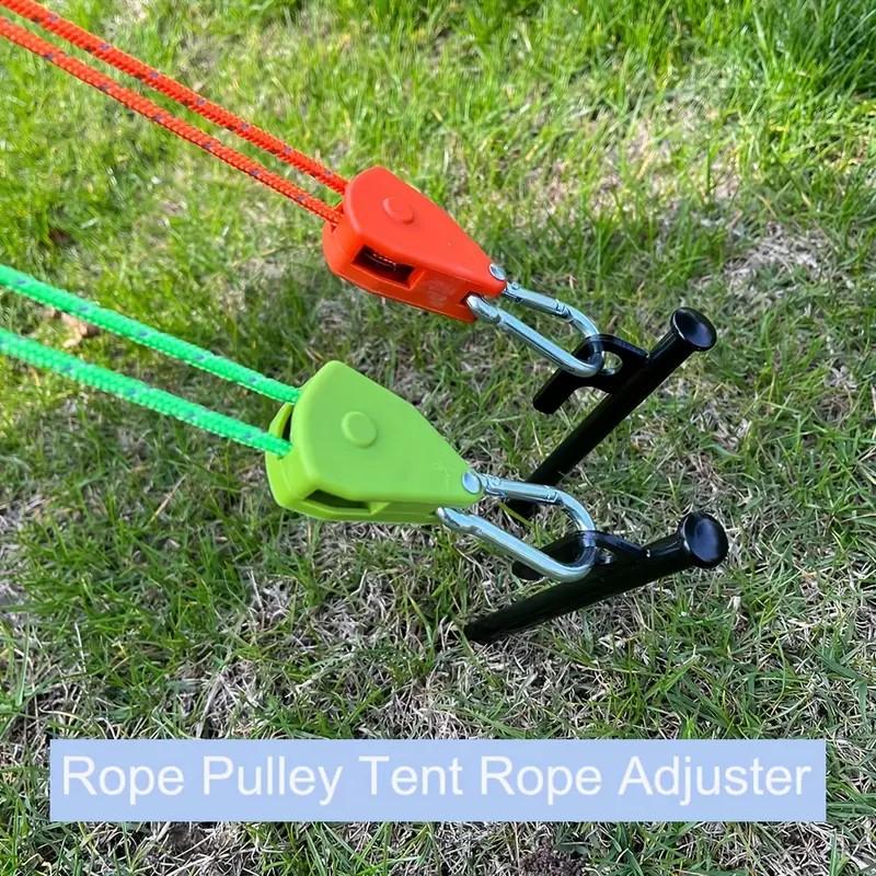 1Pc Camping Tent Rope Fastener Wind Rope Buckle Pulley Ratchet Clothes Hanger Awning Rope Hook Outdoor Pulley Adjuster Tent Fixer