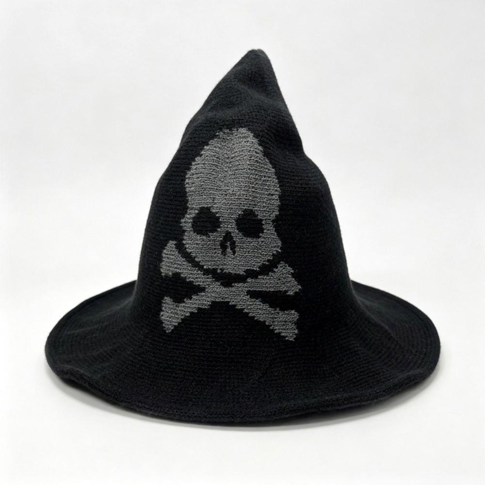 Vintage Witch Hat Halloween Wool Knit Hat Fashion Coseplay Accessories for Women