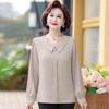 Mom's Spring and Autumn Chiffon Shirt Long Sleeve Middle Aged and Elderly Women's Top Clothes Spring Clothing