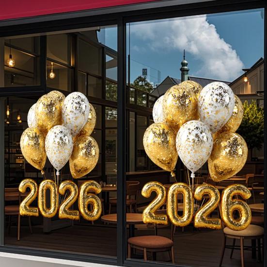 1/2 Foi 2026 Anul Nou Autocolant Static de Geam Removabil Impermeabil Decal Decorare Festival Sărbătoare An Nou Fericit