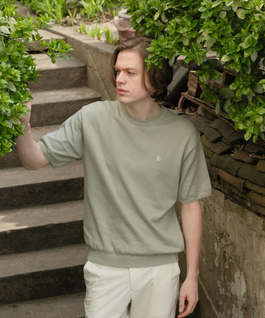SELITIO Men'S Basic Round Half Knit Olive