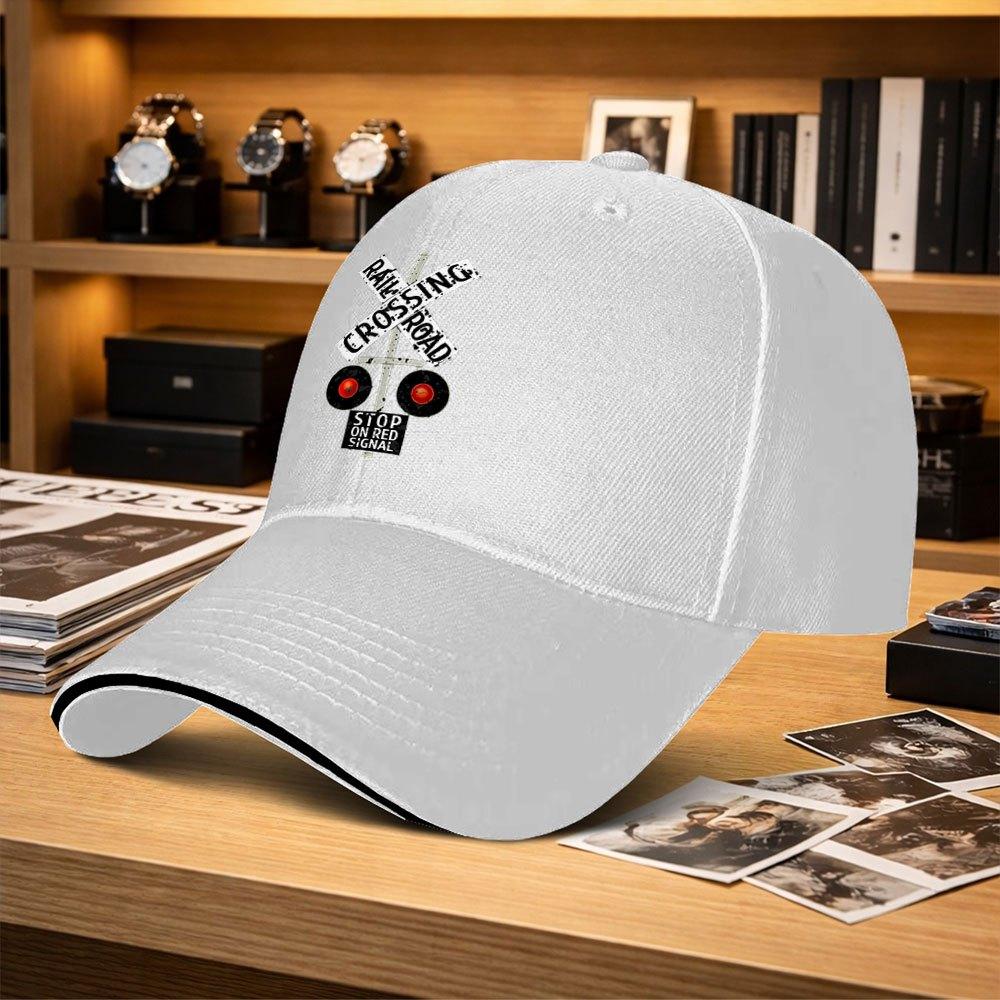 Railroad Ing Sign Adjustable Unisex Baseball Cap Trendy Printed Duckbill Hat For Fishing Golf Camping Hiking