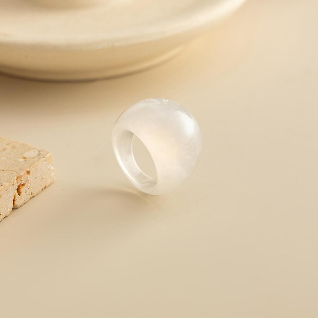 Vintage Irregular Smooth Resin Plastic Ring for Women, New Trend Bohemian Geometric Ring, Aesthetic Party Jewelry