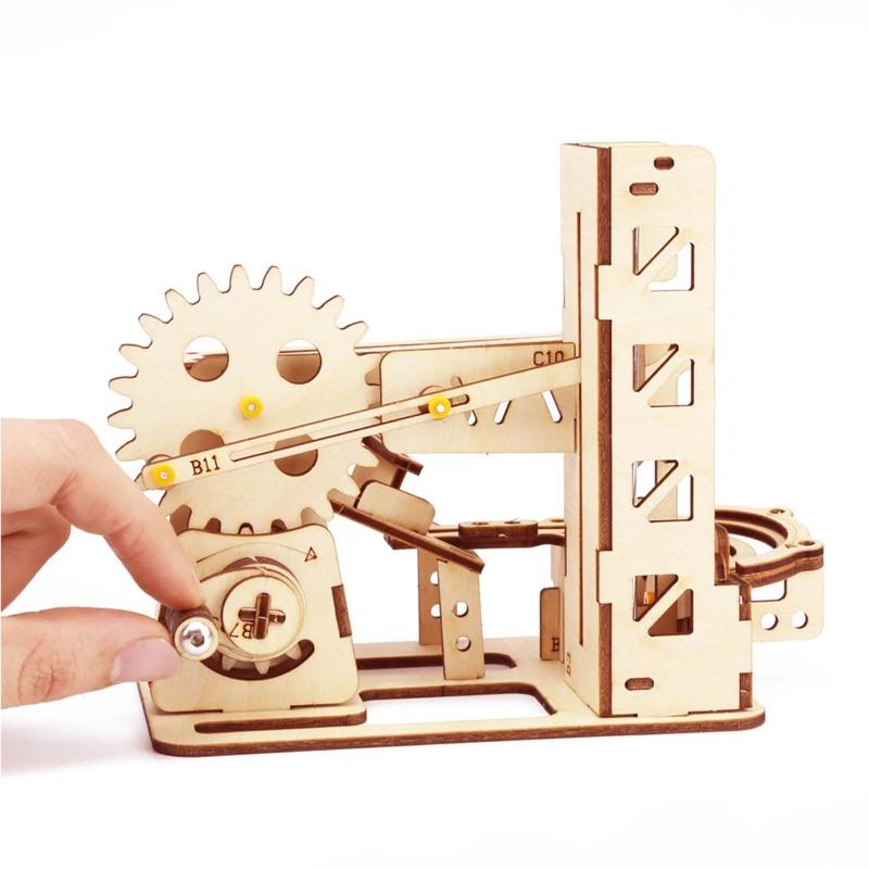 Diy Model Building Kits With Mechanical Puzzles Spiral Marble Run 3D Wooden Puzzles For Adults And Teens