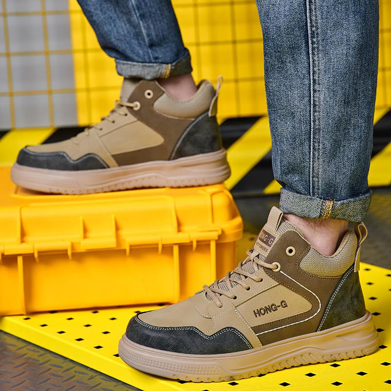 Indestructible Work Boots Men Safety Shoes Steel Toe Breathable Lightweight Men Construction Work Shoes Security Sneakers