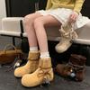 Boken Dolphin Boots~ Niche Strap-on Martin Boots 2025 Autumn New Big Head Heightened Thick-soled Leather Short Boots for Women