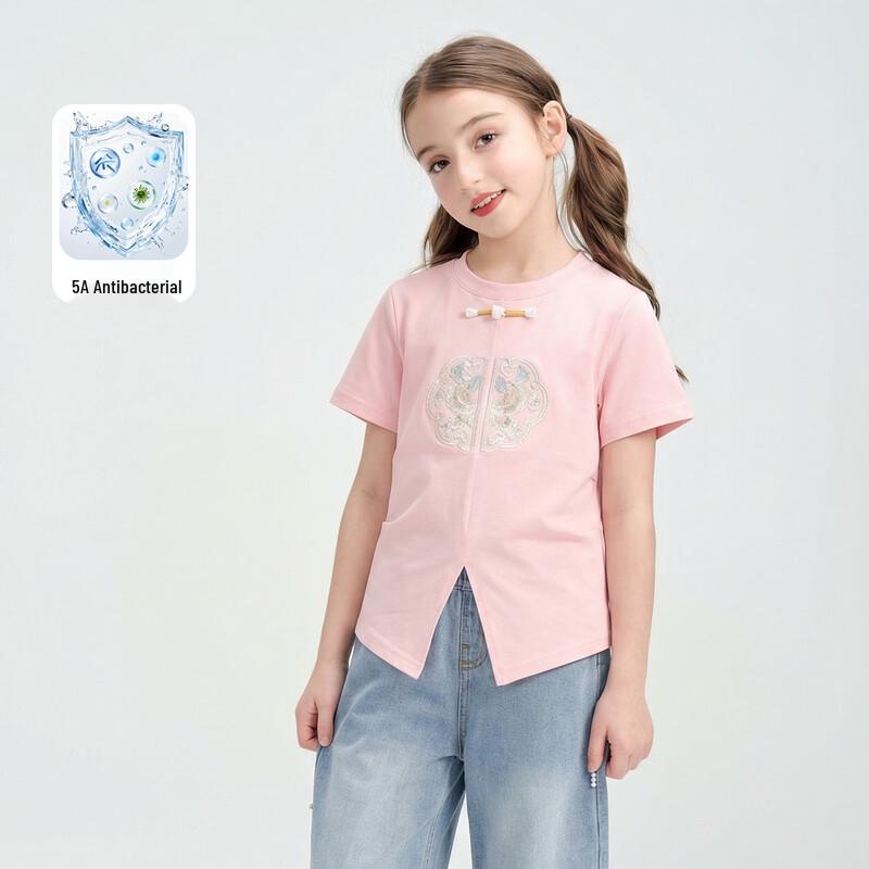 

Montagut Girls Chinese Style Embroidered Short-Sleeve T-Shirt 130