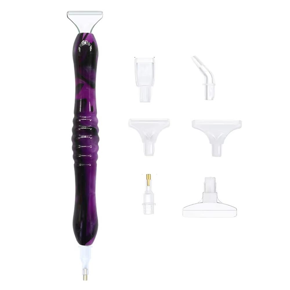 5D Resin Diamond Painting Pen with 6pcs Plastic Replacement Pen Heads Point Drill Pens DIY Art Crafts Diamond Painting