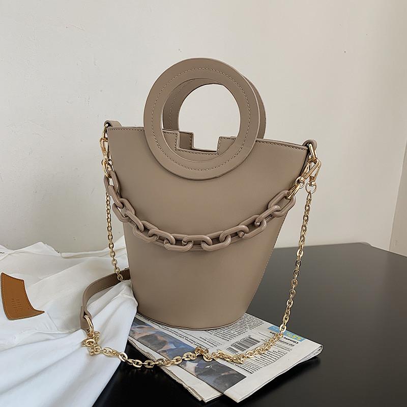 IELGY Casual Fashion Bag Bucket Bag Ring Handbag Female Bag