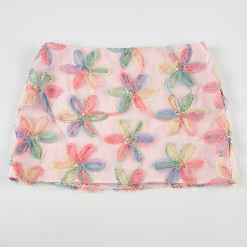 Spicy Girl Summer Floral Low-Waist Hip-Hugging Mini Skirt