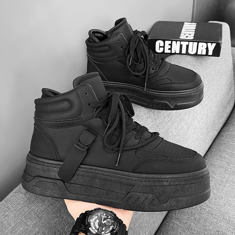Autumn New Fashion High-top Non-slip Thick-soled Heightening Men's Shoes Personalized Trend Lace-up Sports and Leisure Board Shoes