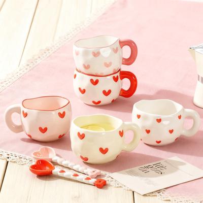 300ML Handgekniffte Keramiktasse Niedliches Muster Unregelmäßige Kaffeetasse Frühstück Milch Haferflocken Tassen Nachmittagstee Tassen Kreative Geschenke