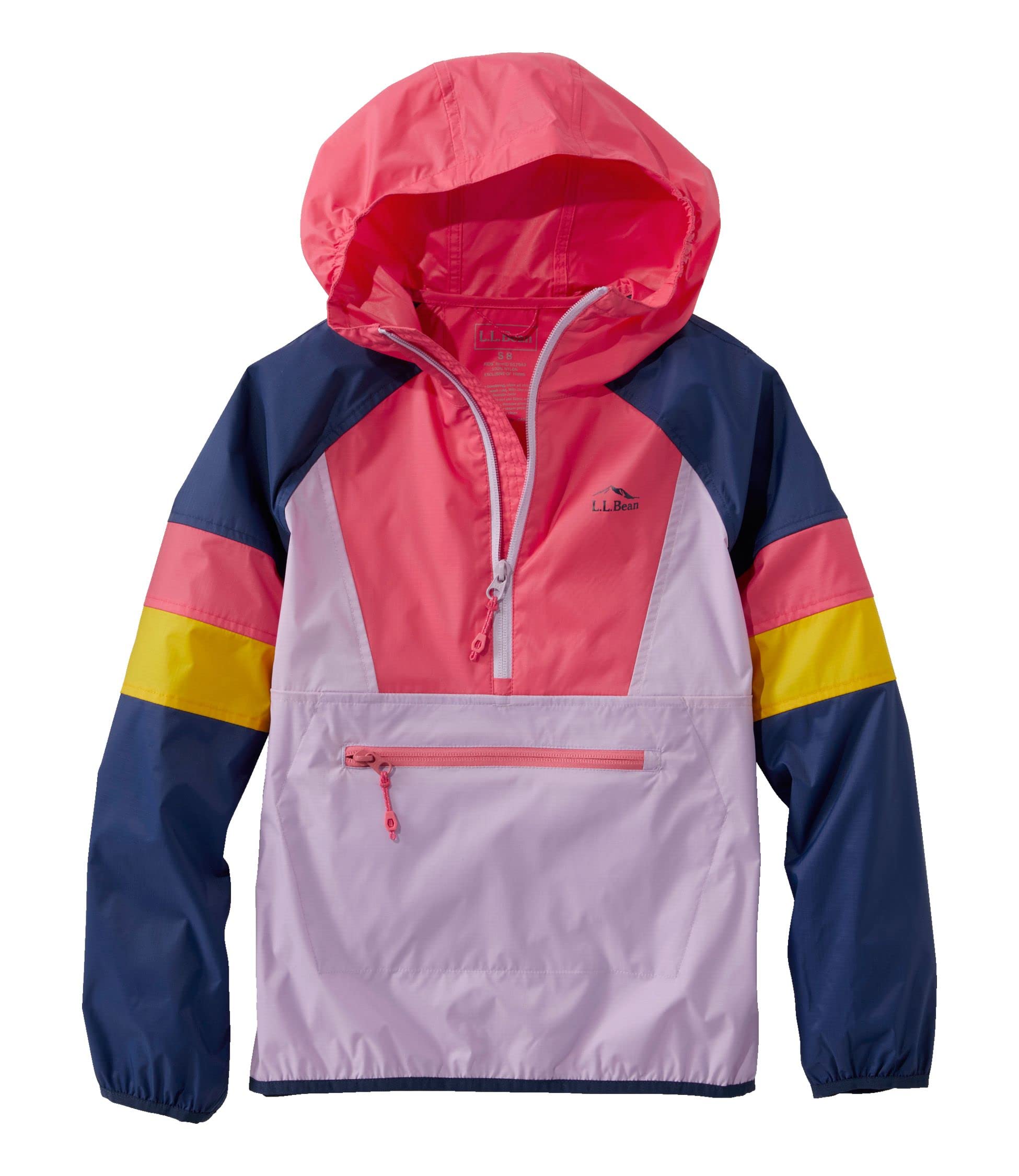 

LL Bean Wind Rain Big Size Purple 1000137071 Kids & Anorak, Kids, M, 10-12, Clover/Ruby Coral, Multicolor,