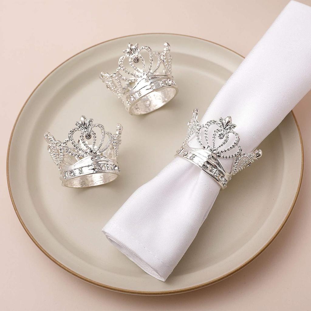 10pcs/lot New simulation crown napkin ring pearl diamond napkin ring wedding table setting table napkin buckle cloth ring