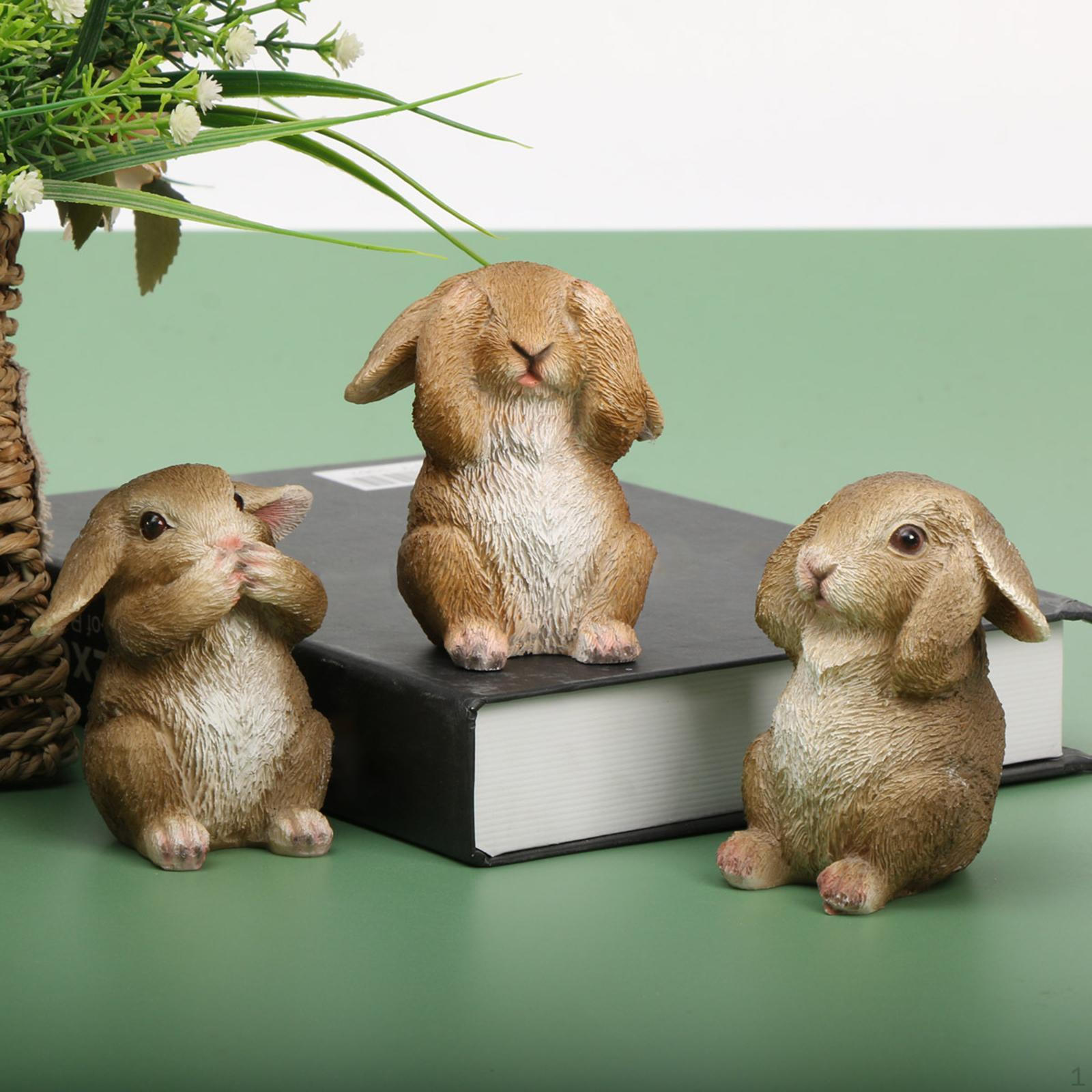 

3Pcs Rabbit Garden Statue Outdoor Decoration Home Decor Resin Bunny Figurine Cute Sculpture