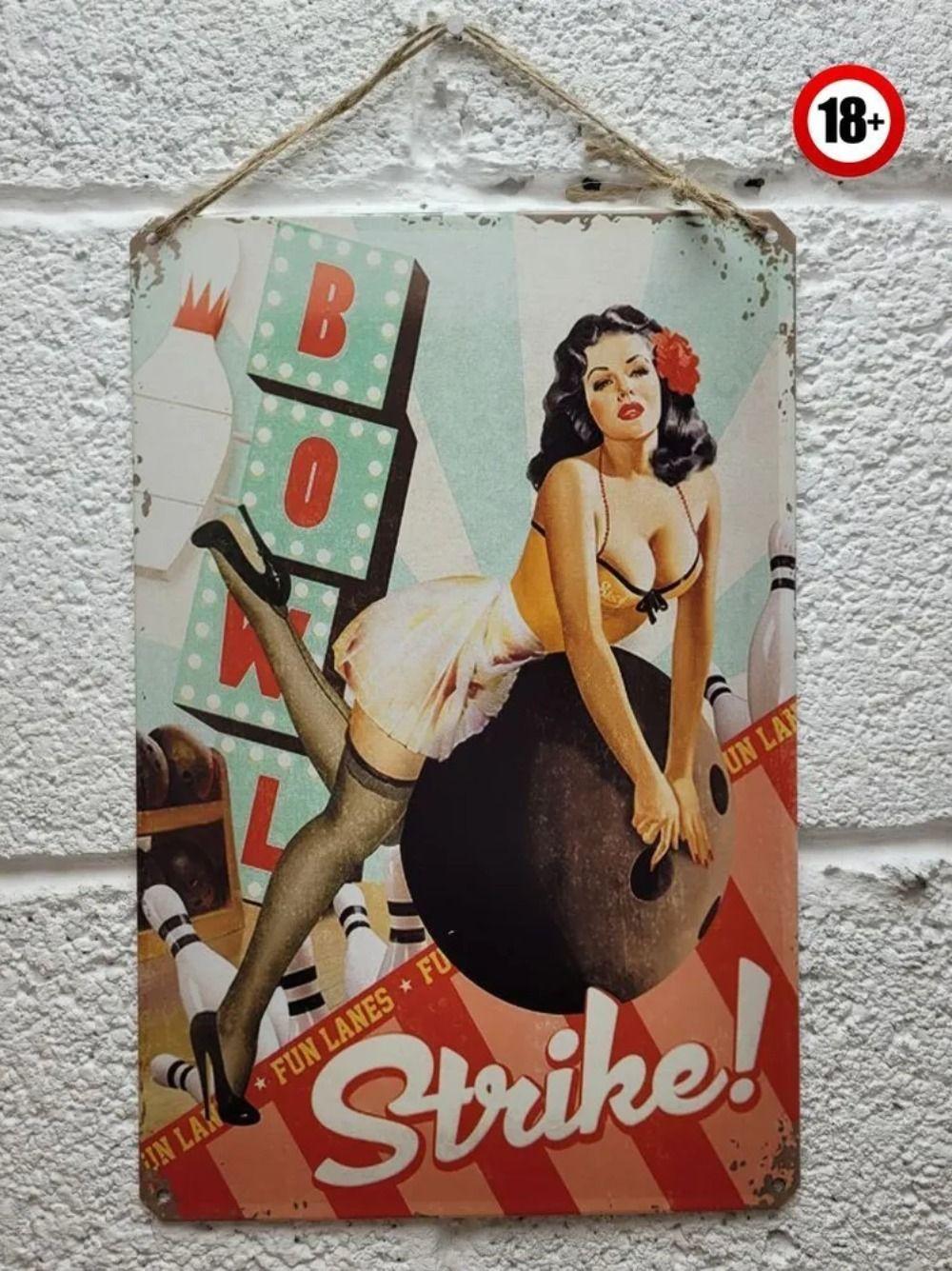 Vintage Pinup Girl Metal Sign Retro Poster Wall Decor