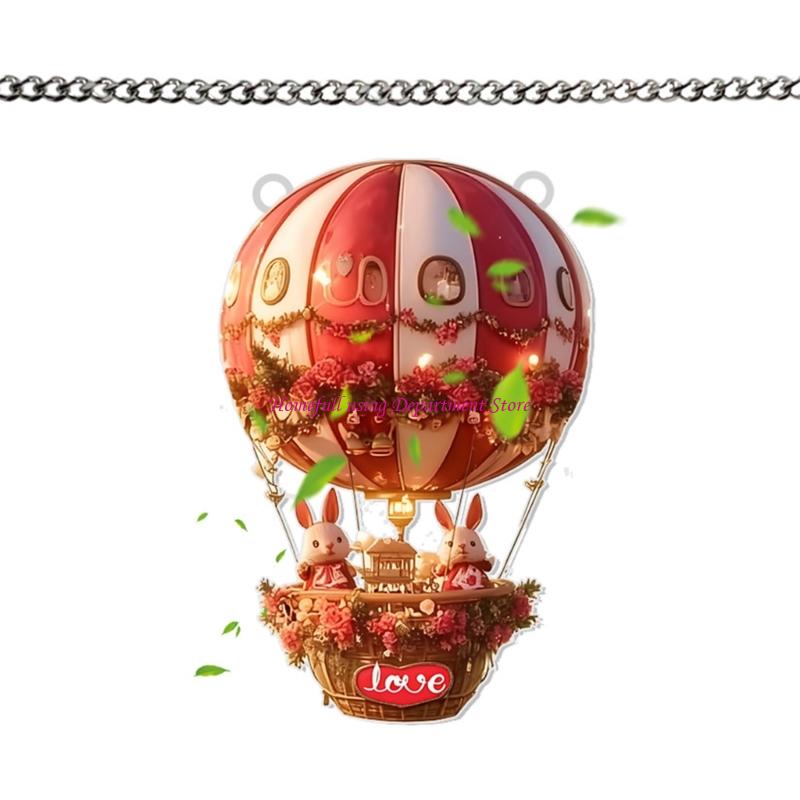 Stained Glass Hot Air Balloon Suncatchers Hanging Decors for Yard Garden Ornament