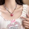 Adjustable Necklace Heart-shaped Pendant Beads Chain New Collarbone Chains  for Women