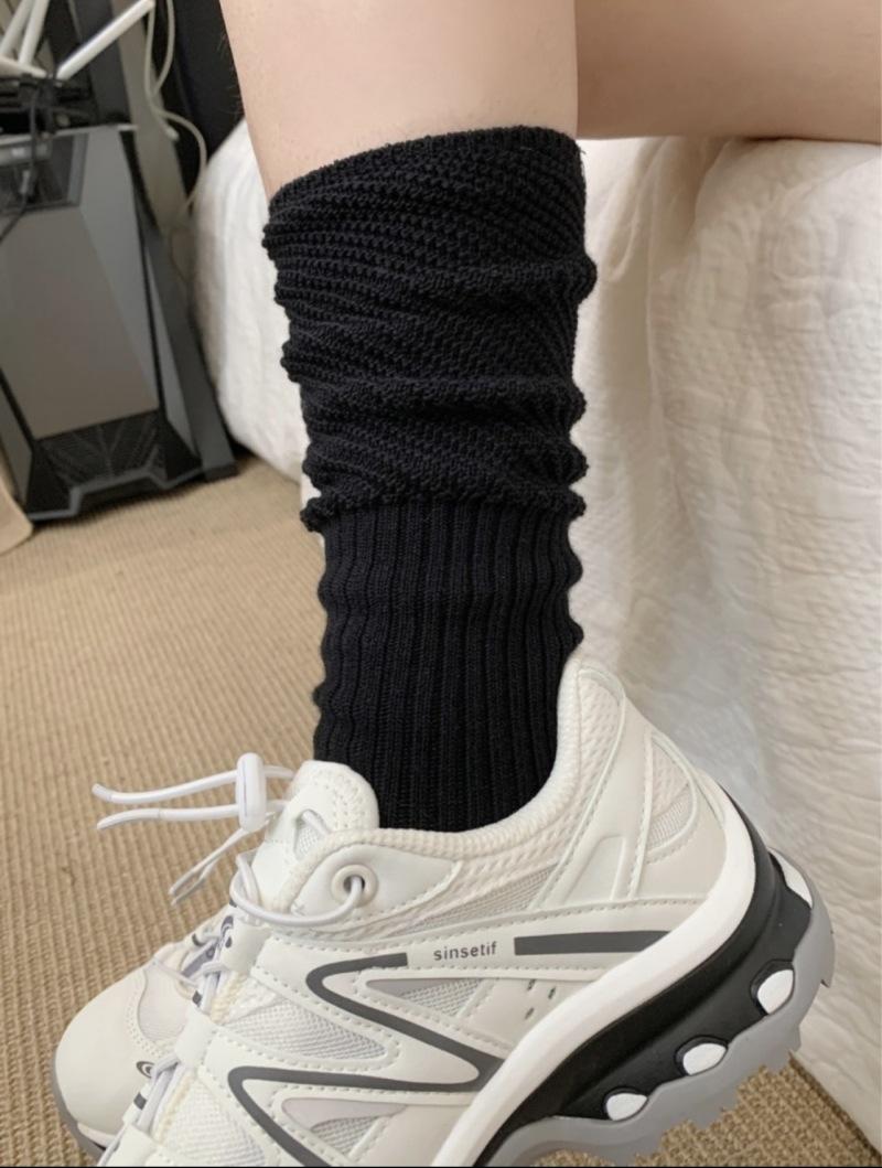 

Splicing Breathable Socks, Thick Thread Knitted Particles, Solid Color Push Stockings, Versatile Calf Socks One size fits all чорний