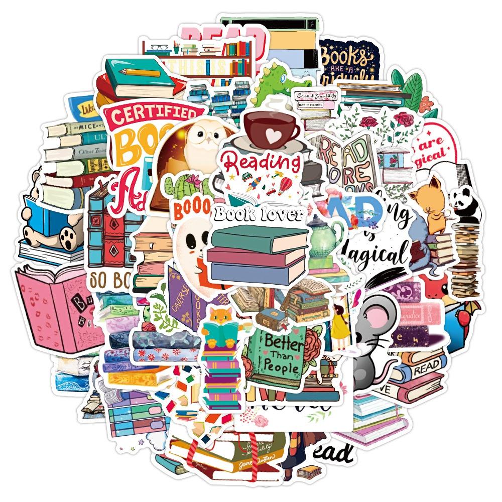 10/50Pcs Reading Book Stickers Inspiring Study Hard Stickers Creative Graffiti Stickers for DIY Luggage Laptop Skateboard Motorcycle Bicycle Stickers