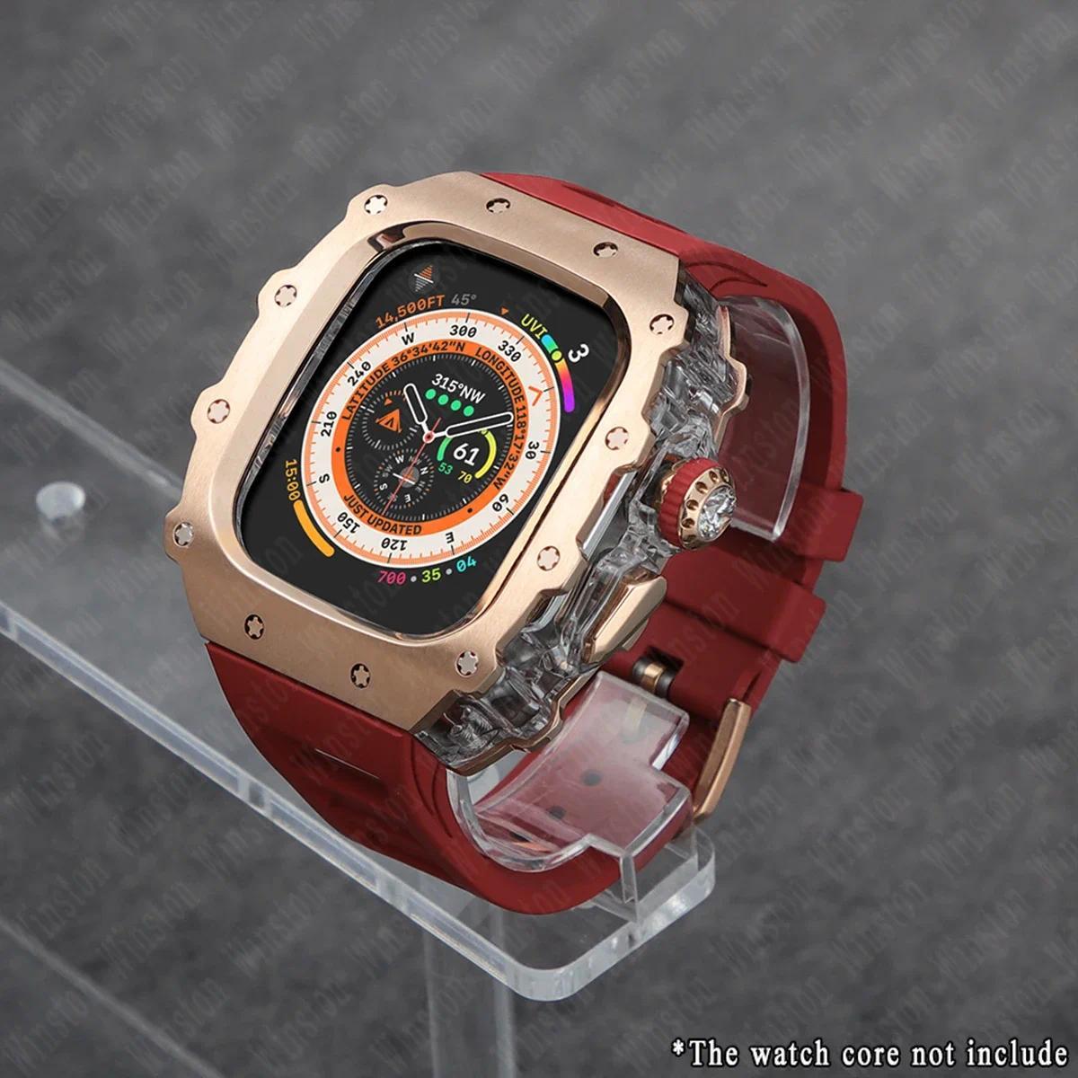 

Розкішний набір для модифікації для Apple Watch Ultra 3/2 49 мм 45 мм 44 мм Силіконовий ремінець Корпус з нержавіючої сталі IWatch Series 9 8 7 6 5 Мод For Ultra 2 1 49mm
