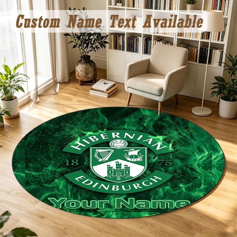 Round Rug Custom NameHibernian FC Pattern Non Slip Carpet Home Floor Decor