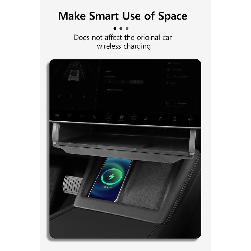 Under-Screen Storage Box For Tesla Model 3 Highland Hidden Fold Able Storage Box Car Storage Modification Parts Interior Design