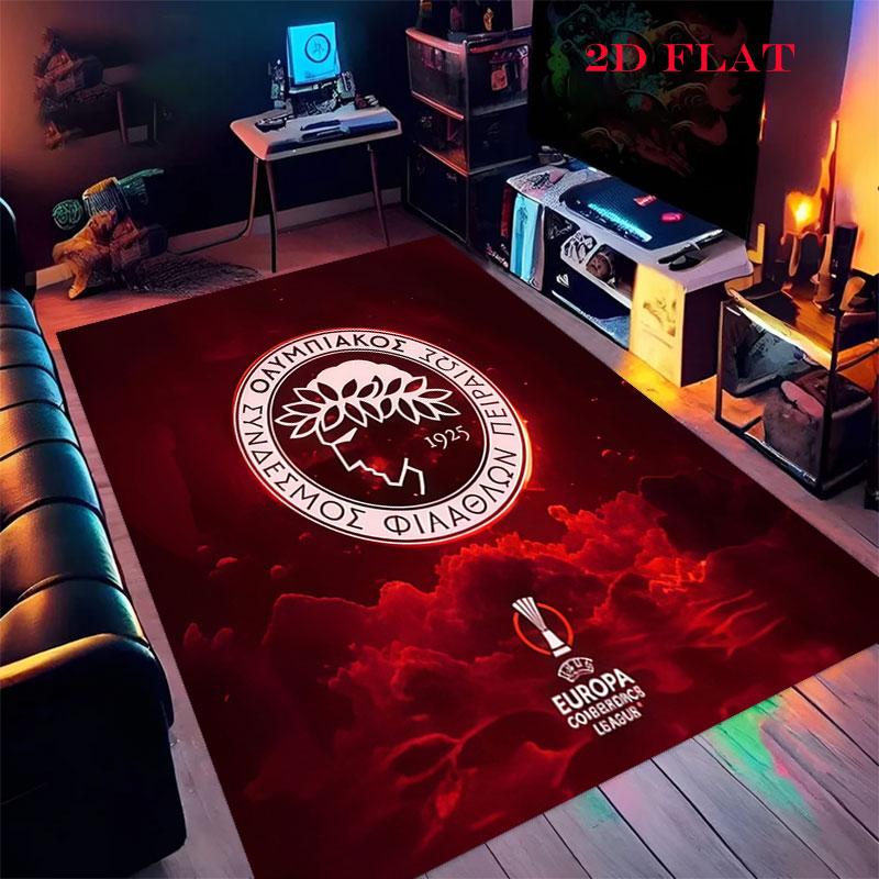 Tappeto Tappeto con Logo Olympiacos per Soggiorno Camera da Letto Casa Decorazione Divano, Tappetino Antiscivolo per Giochi Bambini