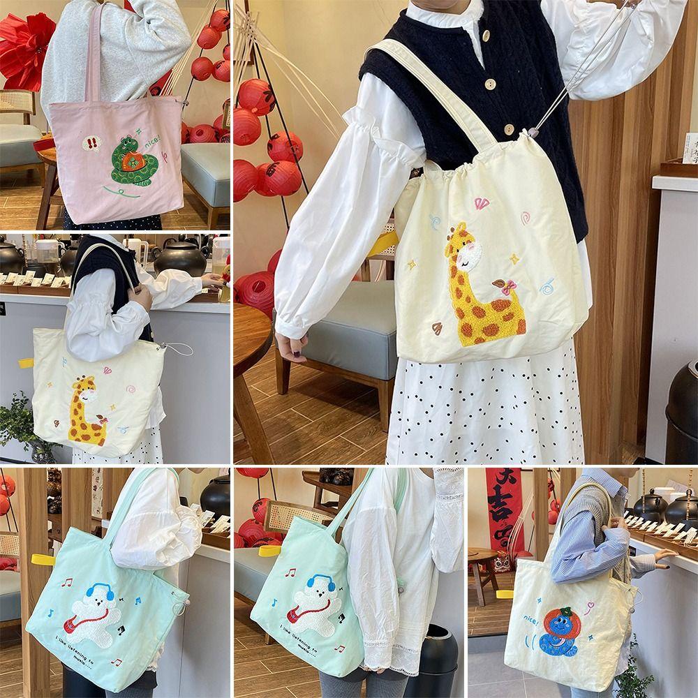 

Candy Color Tote Bag Canvas Handbag Fresh Shoulder Bag Girls Butterfly