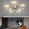 Nordic Modern Black Gold LED Ceiling Chandelier, Minimalist Flush Mount Light Fixture for Living Room Bedroom Dining Room