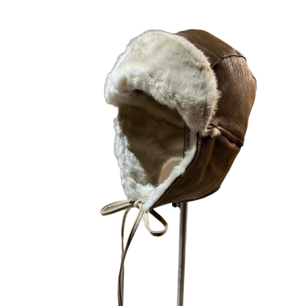 Winter Japanese Simulation Rabbit Velvet High-Quality Leather Leifeng Hat Northern Outdoor Riding Windproof Warm Ear Protector