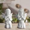 24TE Praying Angelic Boy Girl Resins Statue for Home Table Decors Spiritual Ornament