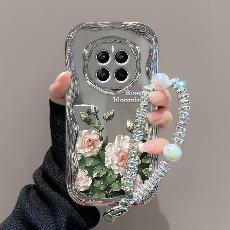 

Подходит для чехла для мобильного телефона Huawei Pura70pro Vivos18 Кристальная цепочка с цветами Oppo Гальванизированный серебристый Xiaomi 14 Женский vivo X100 Pro