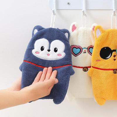 Cute Animal Hand Towel Soft Children Kids Bathing Towel Bathroom Kitchen Hanging Wipe Towel Thicken Absorbent Towels