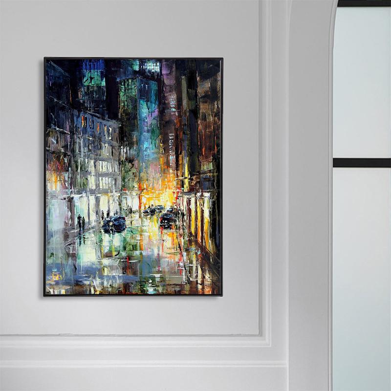 Abstract City Canvas Paintings Citysacape At Night Posters and Prints Wall Art Pictures for Living Room Home Decoration Cuadros