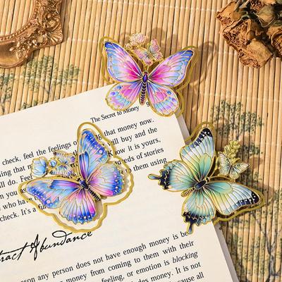 Retro Butterfly Metal Bookmark - Exquisite Oil Painting Classical Cultural Design, Creative Souvenir Page Holder