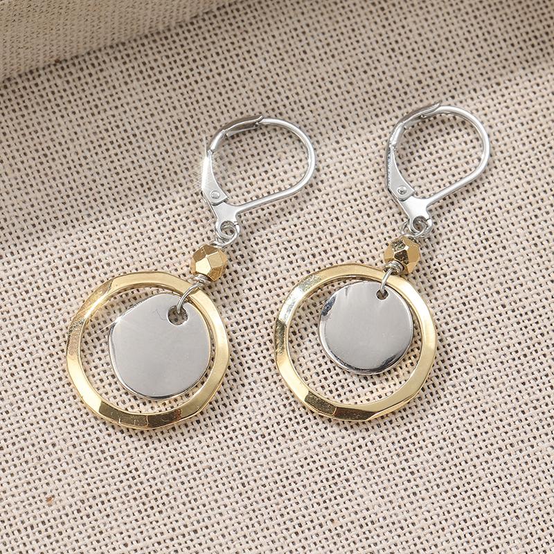 Vintage Hollowed Geometric Circle Silvery Plated Dangle Earrings for Women's Concise  Party Vacation Jewelry Accessories