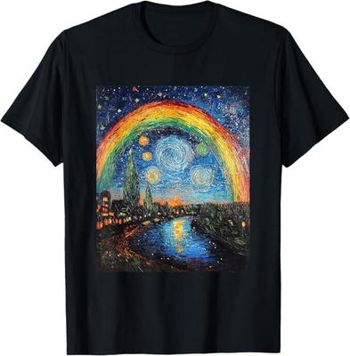Regenbogen LGBT Pride Monat - Van Gogh Stil - Sternennacht T-Shirt