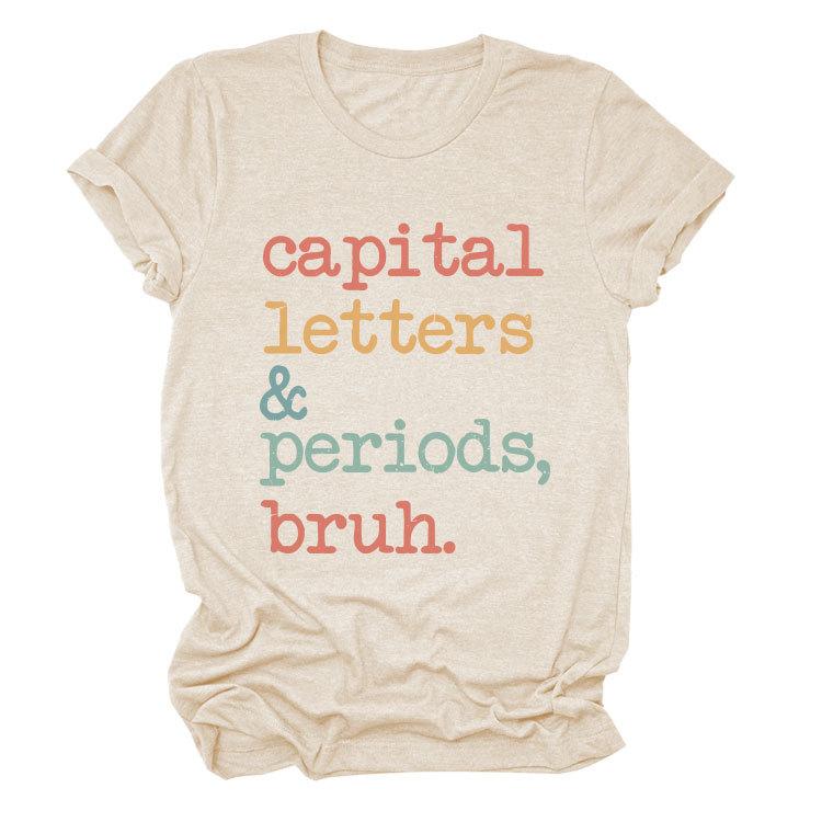 European and American spot women loose short-sleeved capital letters periods bruh versatile summer T-shirt S