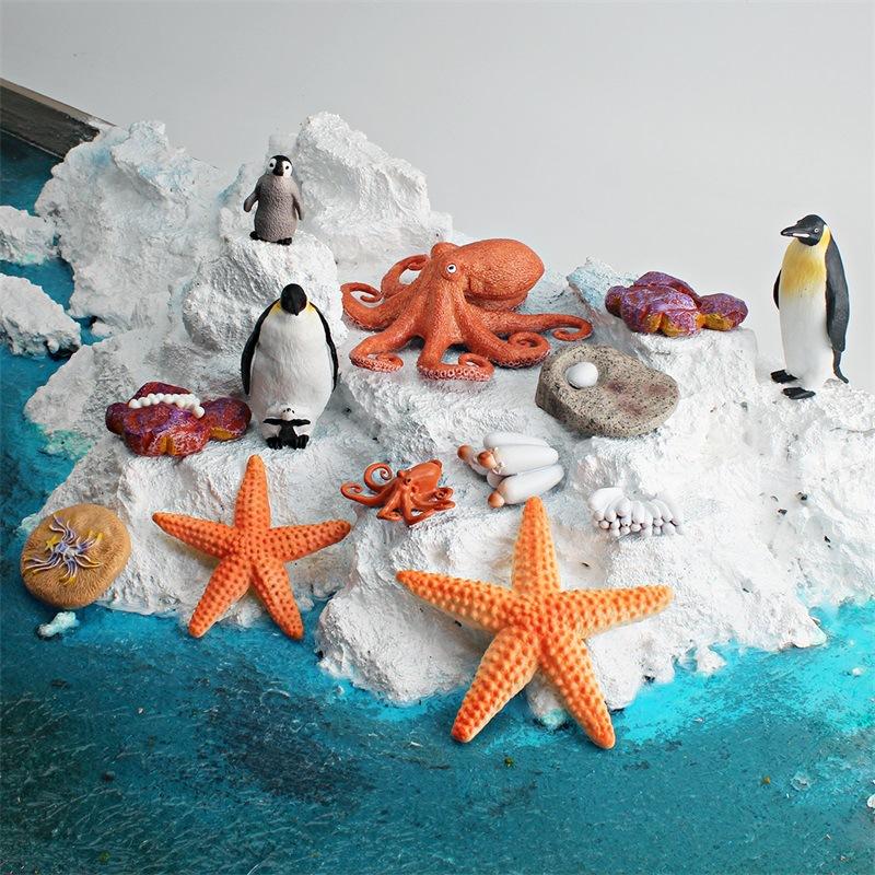 Simulation Marine Animal Growth Cycle Model Octopus Starfish Penguin Growth Process Landscape Ornament Toy