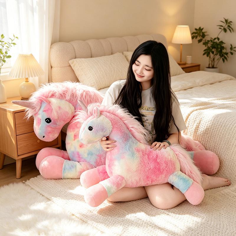 70 cm Cartone Animato Carino Arcobaleno Unicorno Peluche Bambola Cuscino Morbido Unicorno Animale Giocattolo di Peluche Decorazione per la Casa Regalo per Ragazze Bambini