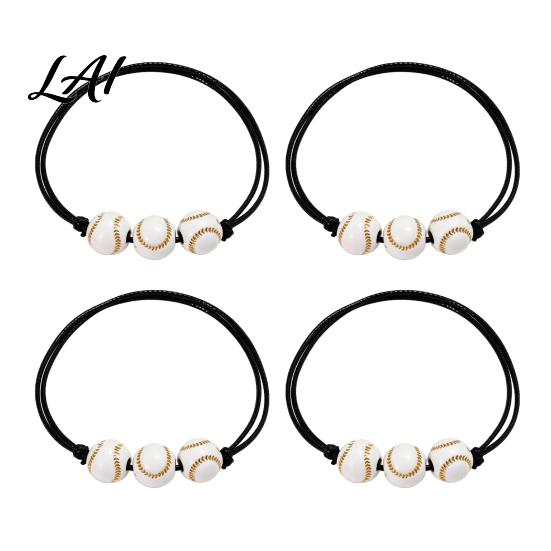Youth Athlete Jewelry 4 Pcs Sports Balls Braided Rope Bracelets Adjustable String Bracelet Simple Daily Wear Bracelet Handmade Woven Cord Team Gifts