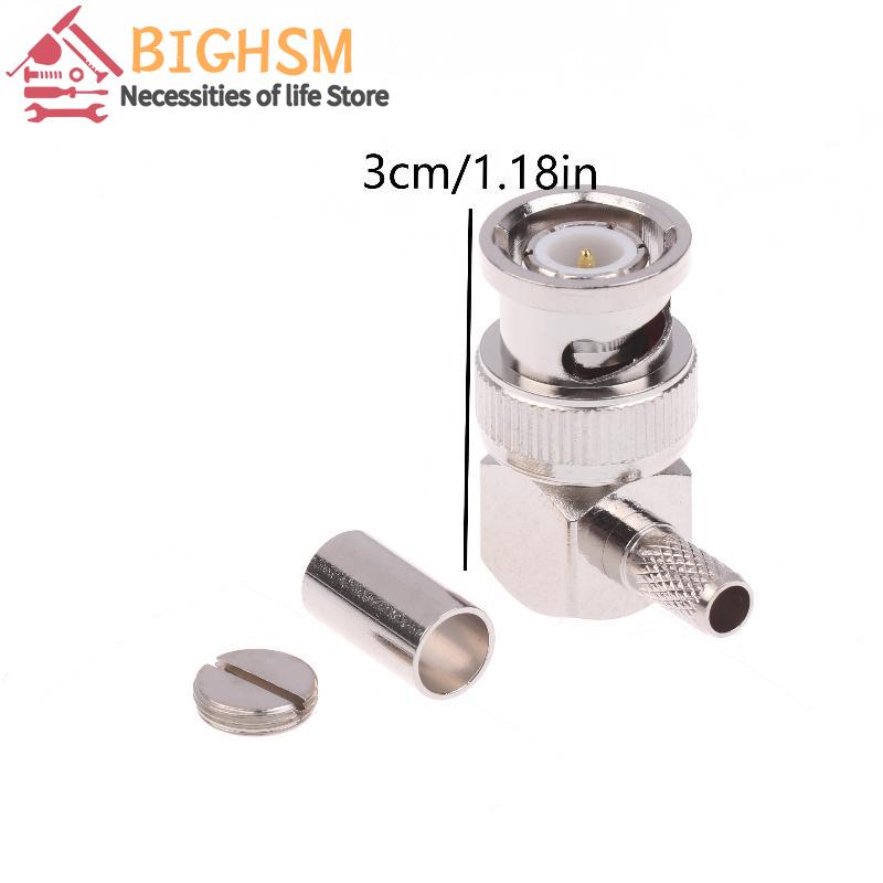 New 90 Degree BNC Male Right Angle RF Connector Crimp 50ohm RF Connector Adapter For RG58 RG142 RG400 RG223 LMR195 Coaxial Cable