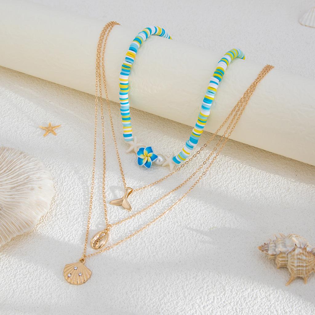 Soft Pottery Beads Necklace for Women Adjustable Multi-layer Neck Chain Natural Beach Jewelry Bohemian Fashion Jewellery