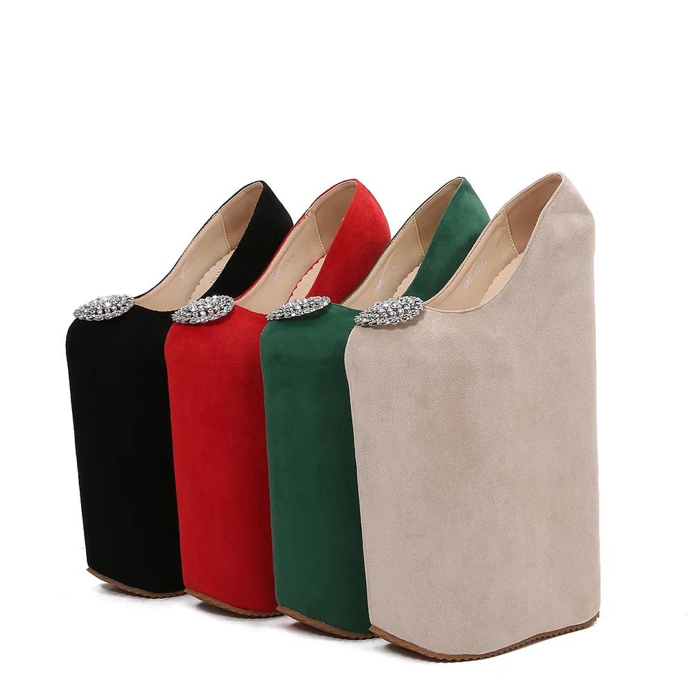 Fashion Suede Sexy 30cm Thick Bottom High Heels Shoes Woman Platform Pumps Zapatos Mujer Plus Size 35-46