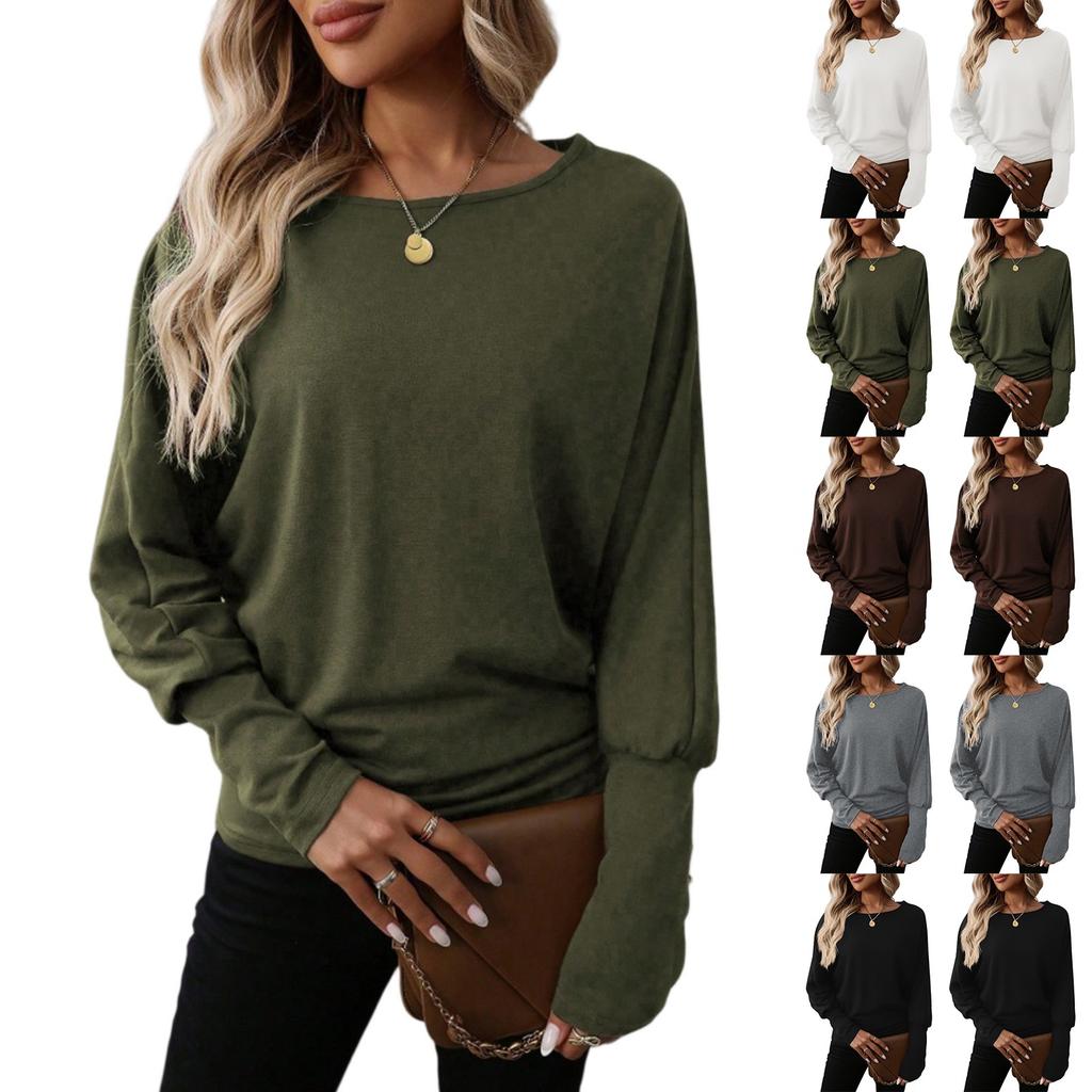 Women's Fashion Round Neck  Splicing Long Sleeve Top