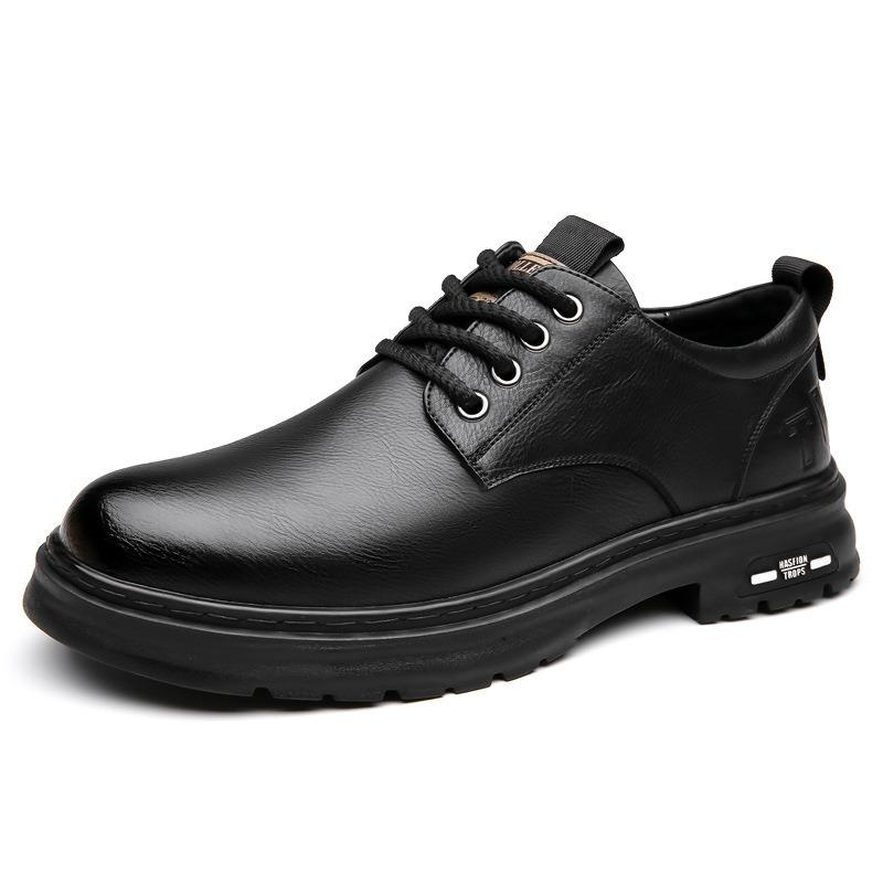 New Casual Fashion Men's Shoes Simple Fashion Business Men's New Leather Shoes Bundle One Pedal Black Leather Shoes Men