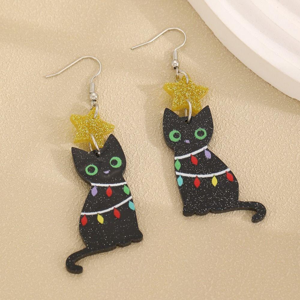Cartoon Style Stud Earrings Acrylic Material Star Earrings Sweet Tree Earrings Women Wear